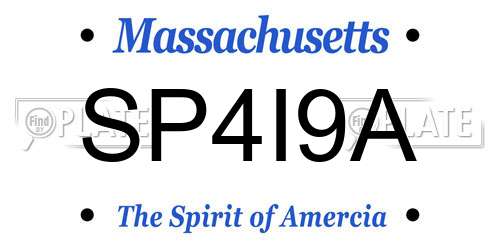 SP4I9A Massachusetts License Plate