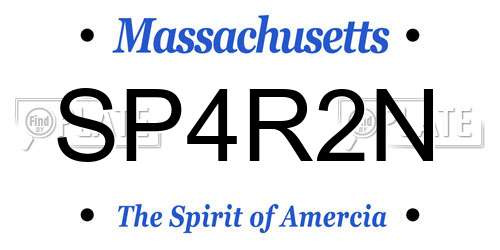 SP4R2N Massachusetts License Plate