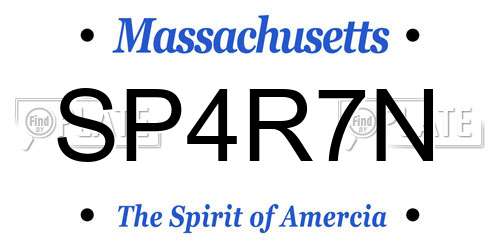 SP4R7N Massachusetts License Plate