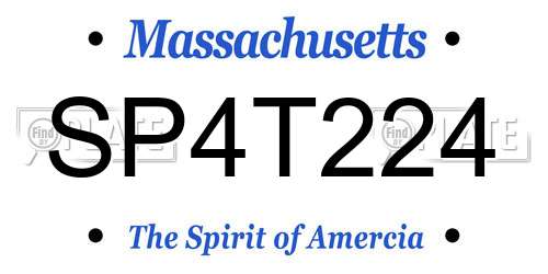 SP4T224 Massachusetts License Plate