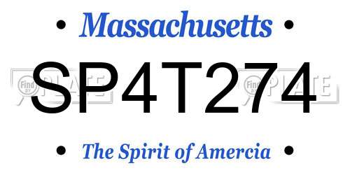SP4T274 Massachusetts License Plate