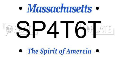 SP4T6T Massachusetts License Plate