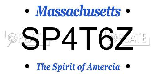 SP4T6Z Massachusetts License Plate