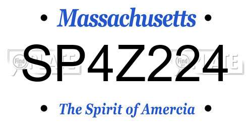 SP4Z224 Massachusetts License Plate