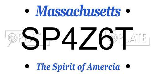 SP4Z6T Massachusetts License Plate
