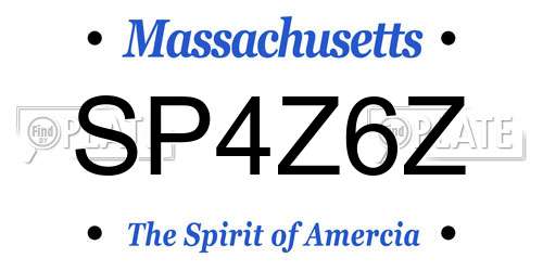SP4Z6Z Massachusetts License Plate