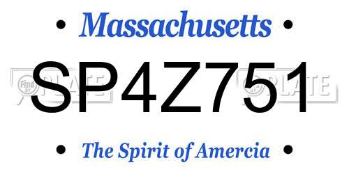 SP4Z751 Massachusetts License Plate