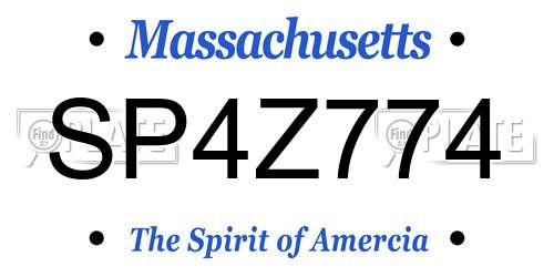 SP4Z774 Massachusetts License Plate