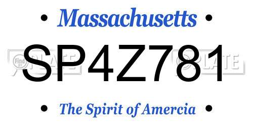 SP4Z781 Massachusetts License Plate