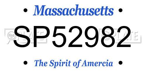 SP52982 Massachusetts License Plate