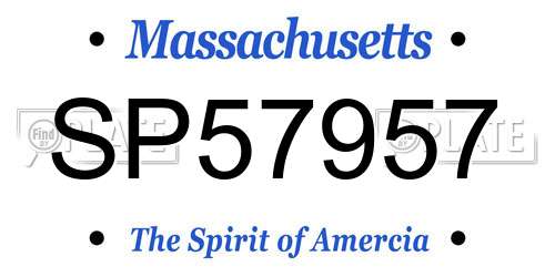 SP57957 Massachusetts License Plate