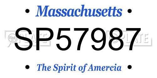 SP57987 Massachusetts License Plate