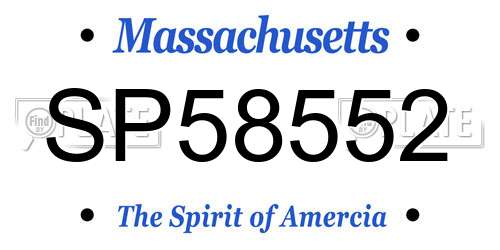 SP58552 Massachusetts License Plate