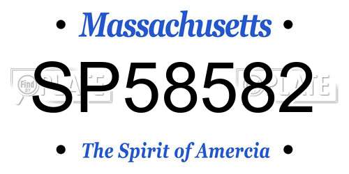 SP58582 Massachusetts License Plate