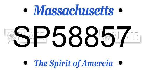 SP58857 Massachusetts License Plate
