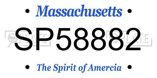 SP58882 Massachusetts License Plate