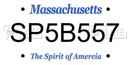SP5B557 Massachusetts License Plate