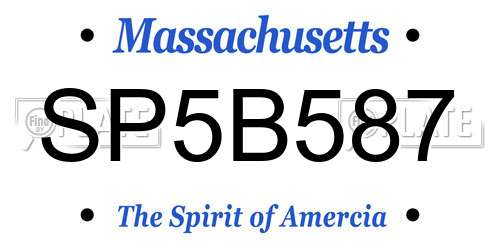 SP5B587 Massachusetts License Plate