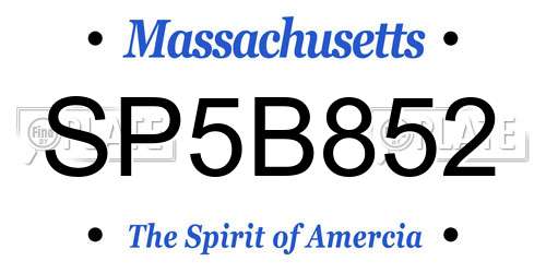 SP5B852 Massachusetts License Plate