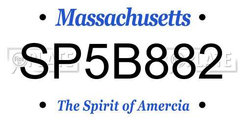 SP5B882 Massachusetts License Plate