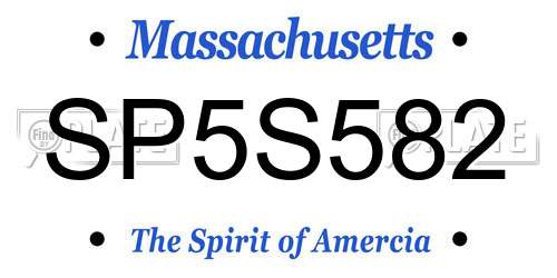 SP5S582 Massachusetts License Plate