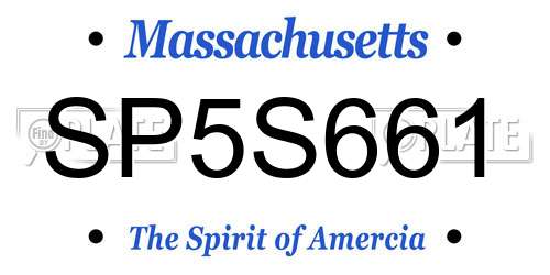 SP5S661 Massachusetts License Plate