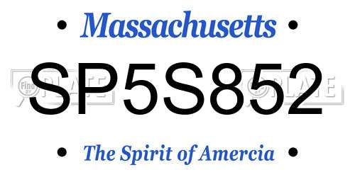 SP5S852 Massachusetts License Plate