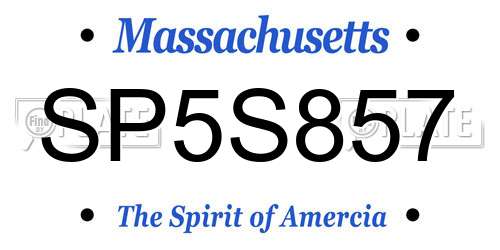 SP5S857 Massachusetts License Plate