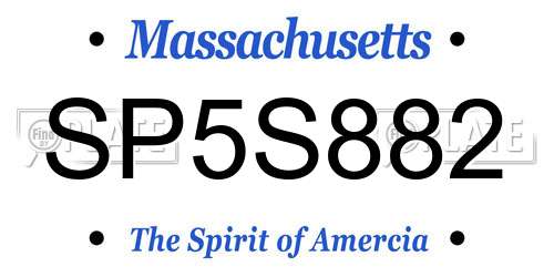 SP5S882 Massachusetts License Plate