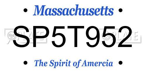 SP5T952 Massachusetts License Plate