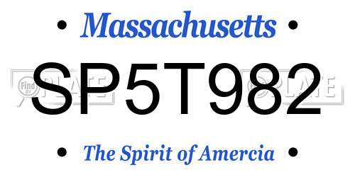 SP5T982 Massachusetts License Plate