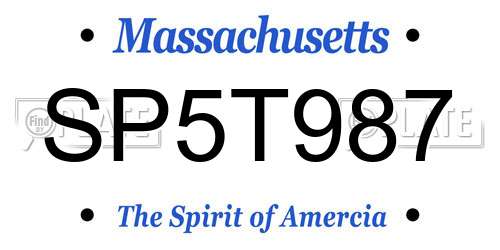 SP5T987 Massachusetts License Plate