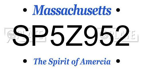 SP5Z952 Massachusetts License Plate