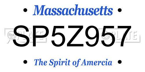SP5Z957 Massachusetts License Plate