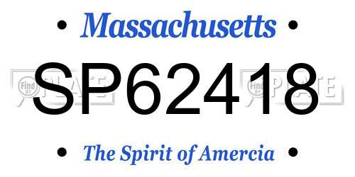 SP62418 Massachusetts License Plate