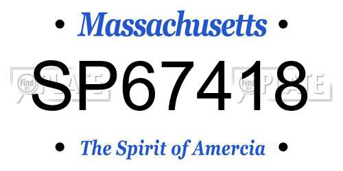 SP67418 Massachusetts License Plate
