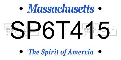 SP6T415 Massachusetts License Plate