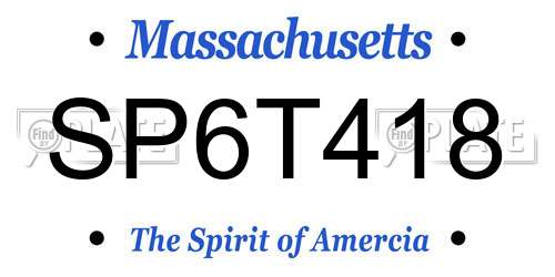 SP6T418 Massachusetts License Plate