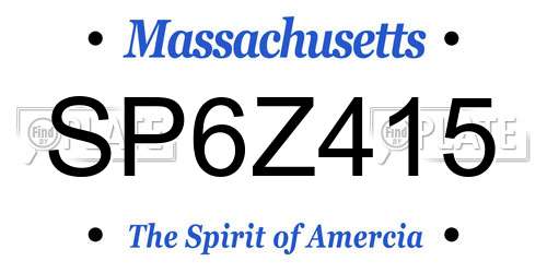 SP6Z415 Massachusetts License Plate