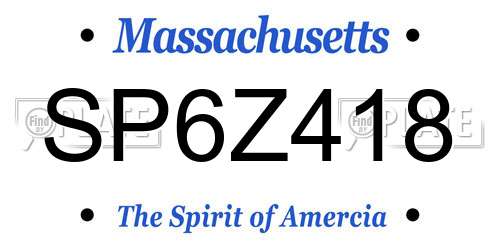 SP6Z418 Massachusetts License Plate