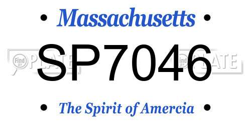 SP7046 Massachusetts License Plate