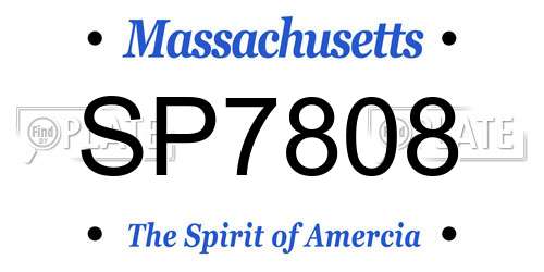 SP7808 Massachusetts License Plate