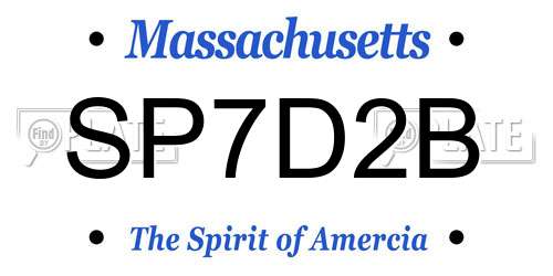 SP7D2B Massachusetts License Plate