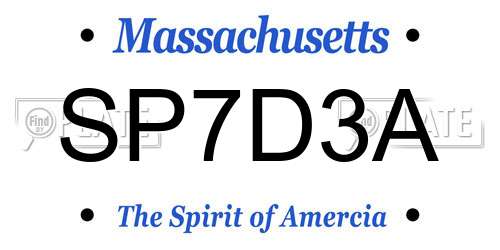 SP7D3A Massachusetts License Plate