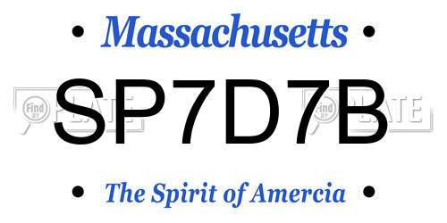 SP7D7B Massachusetts License Plate