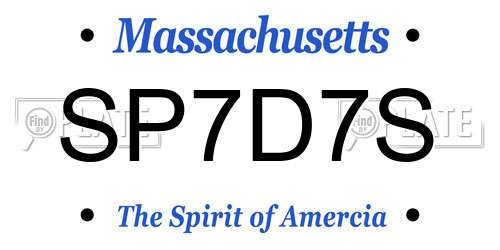 SP7D7S Massachusetts License Plate