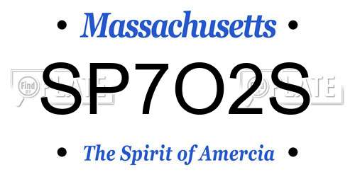 SP7O2S Massachusetts License Plate