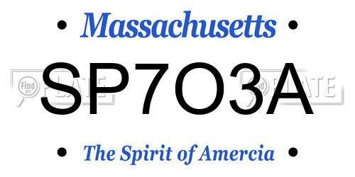 SP7O3A Massachusetts License Plate