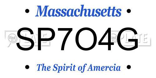 SP7O4G Massachusetts License Plate