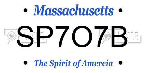 SP7O7B Massachusetts License Plate